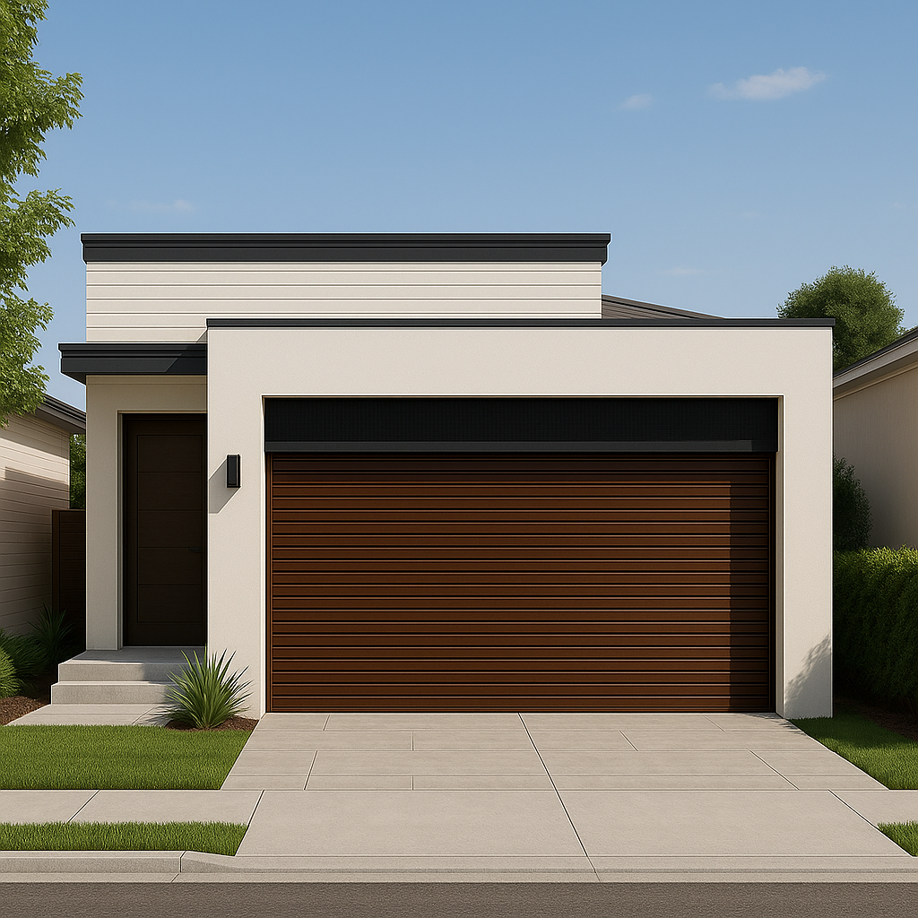 render-de-cortina-para-cochera-color-cafe-oscuro